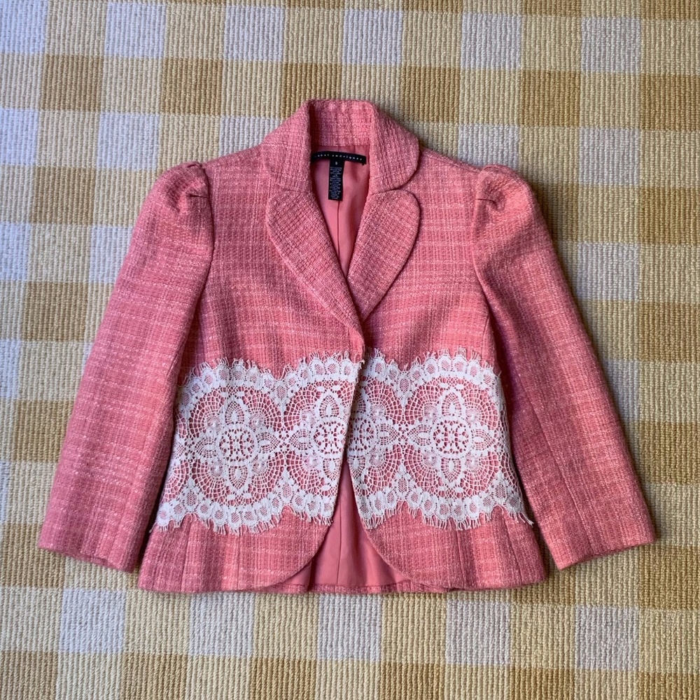 Robert Rodriguez Lace-Trimmed Tweed Blazer